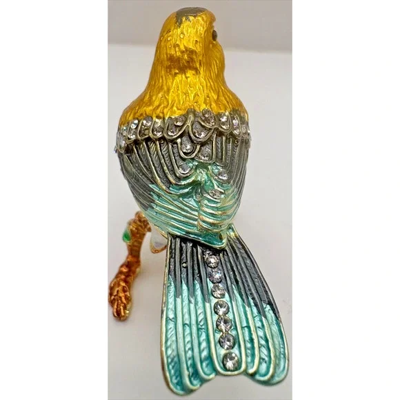 QIFU Decorative Hand Painted Lovely Bird Hinged Jewelry Trinket Box - Picture 4 of 6